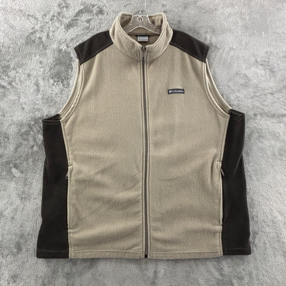 Columbia Steens Mountain Fleece Vest Mens 3XT Tall‎ Tan Brown Full Zip AT1535